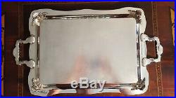Wm Rogers Silver Tray Footed with Handles 27 Engraving Shells Antique Exc Cond