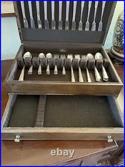 Wm Rogers Silverplate Flatware TREASURE 1940 IS in Wooden Chest 49 Pieces