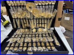Wm. Rogers & Son 63-Piece Gold plated Flatware Set with carry case