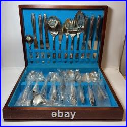 Wm Rogers & Son AA IS Silverplate Flatware Set 70+pc With Wood Chest Vintage