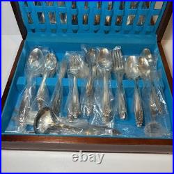 Wm Rogers & Son AA IS Silverplate Flatware Set 70+pc With Wood Chest Vintage