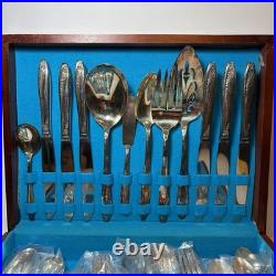 Wm Rogers & Son AA IS Silverplate Flatware Set 70+pc With Wood Chest Vintage
