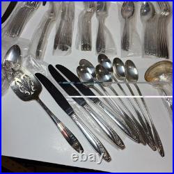 Wm Rogers & Son AA IS Silverplate Flatware Set 70+pc With Wood Chest Vintage
