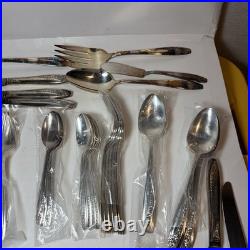 Wm Rogers & Son AA IS Silverplate Flatware Set 70+pc With Wood Chest Vintage