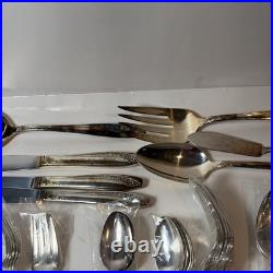 Wm Rogers & Son AA IS Silverplate Flatware Set 70+pc With Wood Chest Vintage