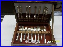 Wm Rogers & Son April Pattern IS Silverplate SET OF 50 PIECES WITH WOOD CASE