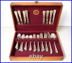 Wm. Rogers & Son ENCHANTED ROSE Silver Plate Flatware Set 42PC with Wood Chest
