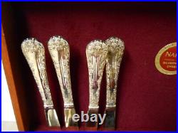 Wm. Rogers & Son ENCHANTED ROSE Silver Plate Flatware Set 42PC with Wood Chest