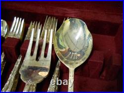 Wm. Rogers & Son ENCHANTED ROSE Silver Plate Flatware Set 42PC with Wood Chest