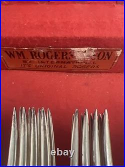 Wm Rogers & Son EXQUISITE 1940 Silverplate Flatware Service For 8 &Serving Chest
