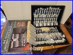 Wm Rogers & Son Enchanted Rose 63 Pc Silverplated Flatware Set