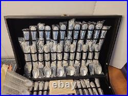 Wm Rogers & Son Enchanted Rose 63 Pc Silverplated Flatware Set