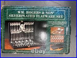 Wm. Rogers & Son Enchanted Rose 63-Piece Silverplated Flatware Set