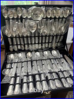 Wm Rogers & Son Enchanted Rose Silverplate Flatware Set With its Original Case