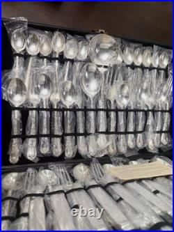 Wm Rogers & Son Enchanted Rose Silverplate Flatware Set With its Original Case