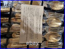 Wm Rogers & Son Gold Plated Silverware Flatware Set In Case 48 Enchanted Rose