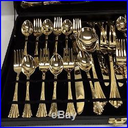 Wm Rogers & Son Golden Royal Plume Gold Electroplate 62 Pieces Service For 12