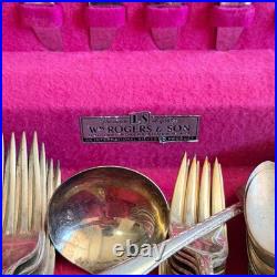 Wm Rogers & Son Silver Plate Flatware Set Exquisite Pattern Silver 73 pieces