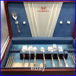 Wm Rogers & Son Spring Flower Silver Plate Flatware Set 50 Pc Service For 8 Case