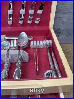 Wm. Rogers & Son VICTORIAN ROSE Silverplate Flatware 72 Pc Set in original box Wm. Rogers & Son VICTORIAN ROSE Silverplate Flatware 72 Pc Set in original box