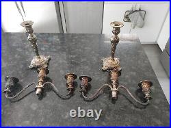 Wm Rogers & Son Victorian Rose Silverplate Candelabras 12.5 in tall
