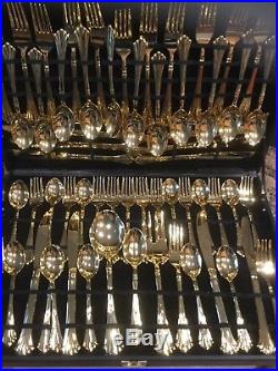 Wm. Rogers and Son Gold Plated Flatware Set 62 pieces Service for 12