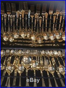 Wm. Rogers and Son Gold Plated Flatware Set 62 pieces Service for 12