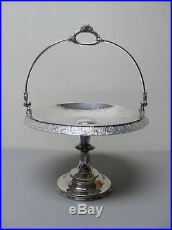 Wonderful Antique Rogers Silver Plate Swing Handle Pedestal Cake Stand